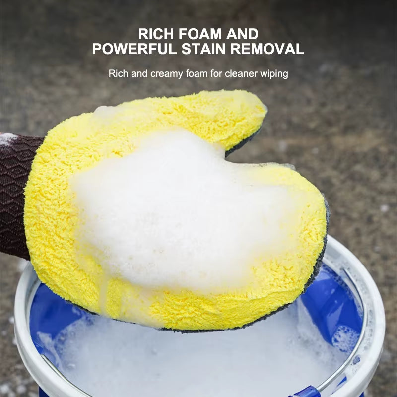 SEAMETAL Car Wash Glove Double-Faced Coral Fleece