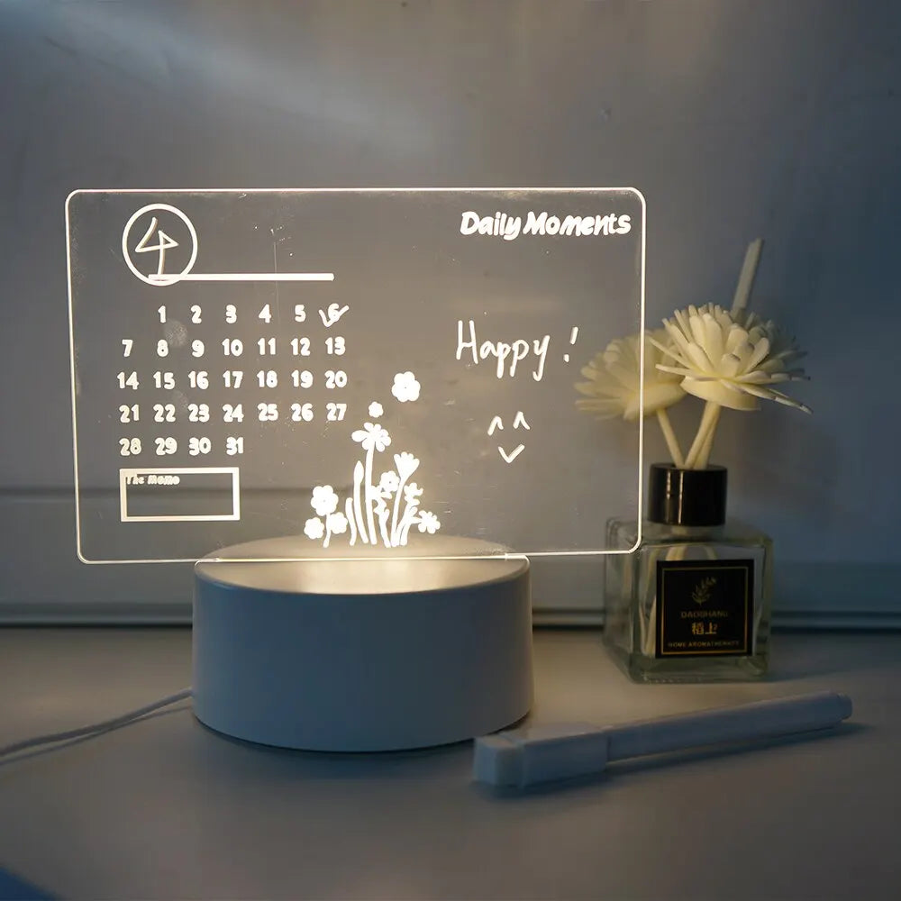 Creative LED Rewritable Note Board Night Light
