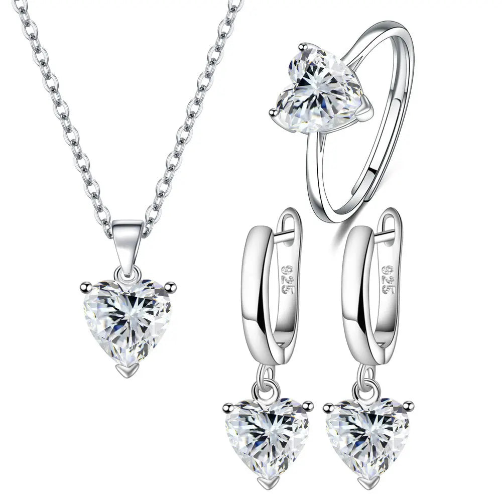 Women Sterling Silver Jewelry Heart Sets