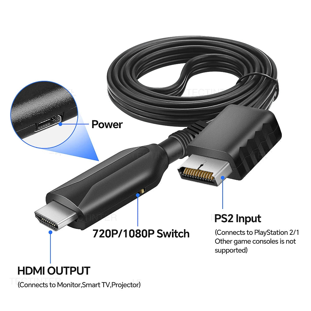 HDMI-Compatible Converter Adapter Supports for PS2/PS1