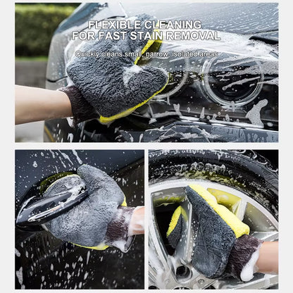 SEAMETAL Car Wash Glove Double-Faced Coral Fleece