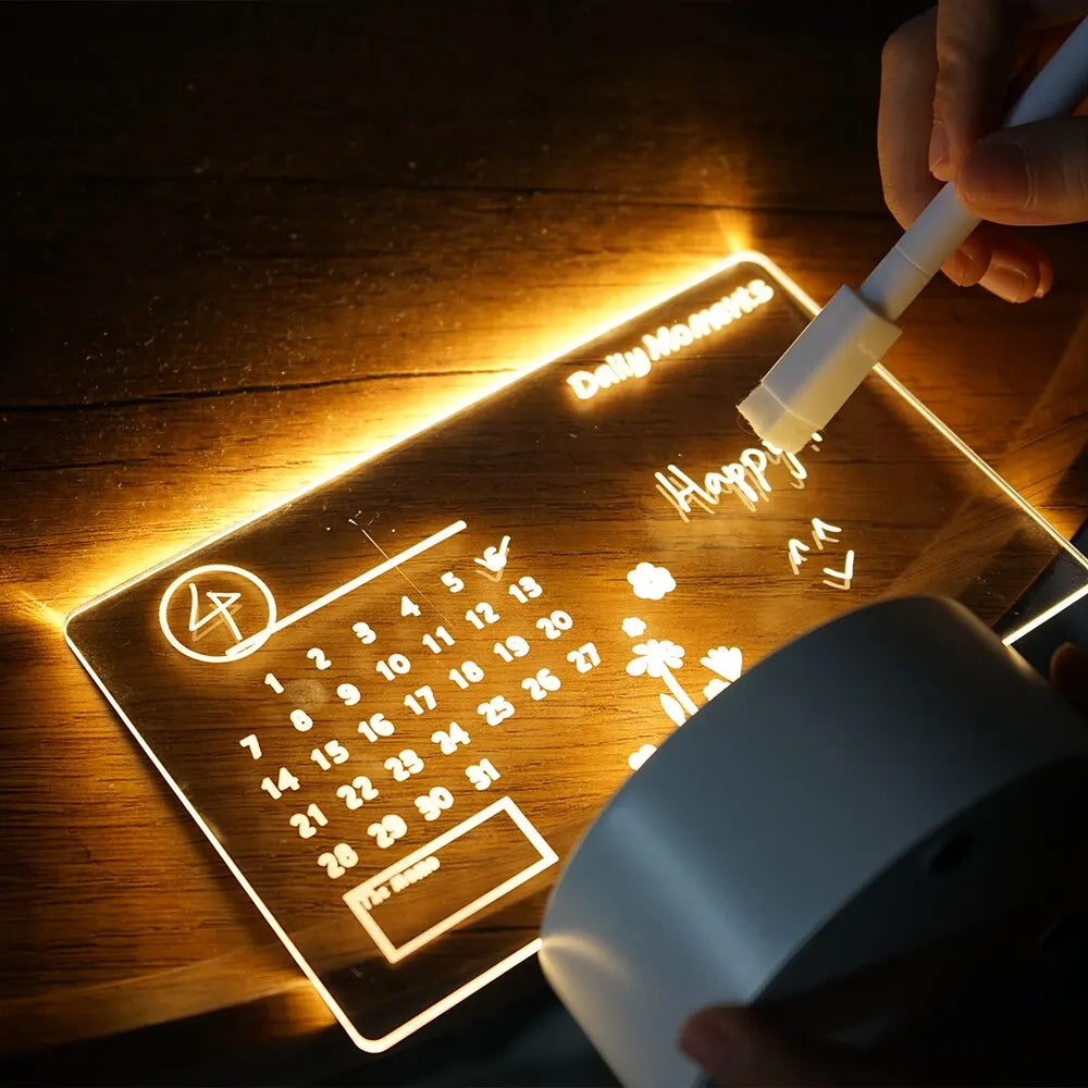 Creative LED Rewritable Note Board Night Light